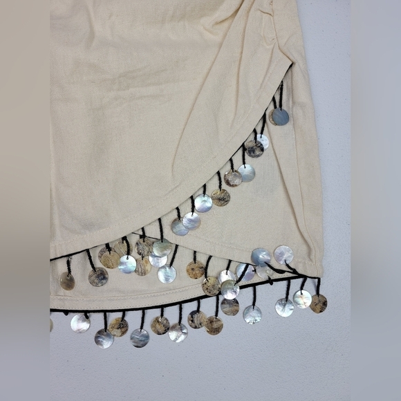 Zara Linen Capiz Shell mini boho beachy Women's Skirt Size S - Picture 5 of 16